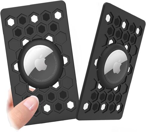 Air Tags-2 Pack Wallet Card Holder, AirTag Wallet Card, Ultra Thin Card Case Holder for Apple AirTag, Size of a Credit Card for Wallet, Luggage, Handbag, Backpack (Black) in Kuwait
