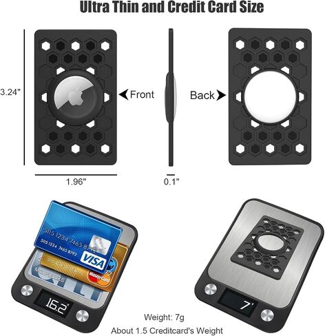 Air Tags-2 Pack Wallet Card Holder, AirTag Wallet Card, Ultra Thin Card Case Holder for Apple AirTag, Size of a Credit Card for Wallet, Luggage, Handbag, Backpack (Black) in Kuwait