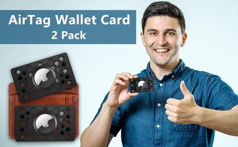 Air Tags-2 Pack Wallet Card Holder, AirTag Wallet Card, Ultra Thin Card Case Holder for Apple AirTag, Size of a Credit Card for Wallet, Luggage, Handbag, Backpack (Black) in Kuwait