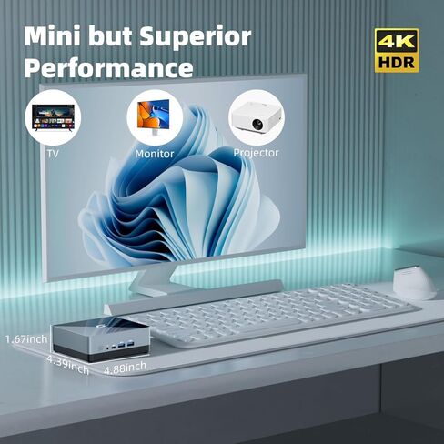كمبيوتر CyberGeek Nano Mini PC Win 11 Pro، Intel N5095A رباعي النواة (Beat N5105) يصل إلى 2.9 جيجا هرتز، ذاكرة الوصول العشوائي 16 جيجابايت 3200 ميجا هرتز، كمبيوتر صغير 1 تيرابايت SSD، سطح مكتب صغير يدعم شاشة مزدوجة 4K، USB-C، WiFi/BT، RJ45/HDMI/ فيسا in Kuwait