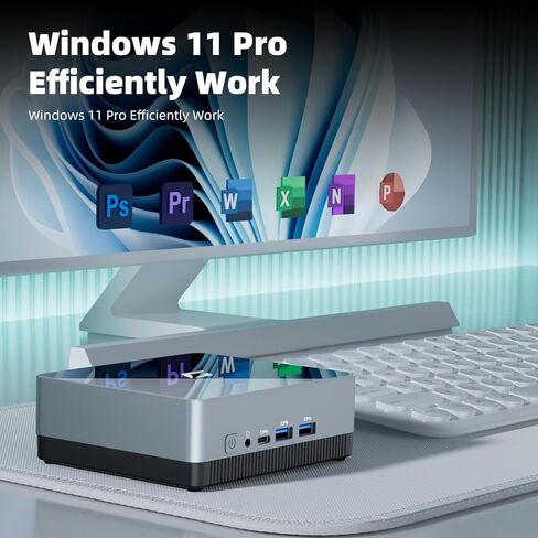 كمبيوتر CyberGeek Nano Mini PC Win 11 Pro، Intel N5095A رباعي النواة (Beat N5105) يصل إلى 2.9 جيجا هرتز، ذاكرة الوصول العشوائي 16 جيجابايت 3200 ميجا هرتز، كمبيوتر صغير 1 تيرابايت SSD، سطح مكتب صغير يدعم شاشة مزدوجة 4K، USB-C، WiFi/BT، RJ45/HDMI/ فيسا in Kuwait