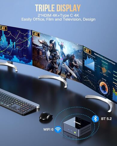 كمبيوتر صغير GMKtec Windows 11 Pro Intel Core i7-11390H (Turbo 5.0 جيجا هرتز) 32 جيجا DDR4 1 تيرابايت SSD كمبيوتر مكتبي صغير واي فاي 6، BT 5.2، DP، HDMI، RJ45 2.5G، USB3.2، أسود in Kuwait