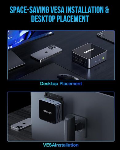 كمبيوتر صغير GMKtec Windows 11 Pro Intel Core i7-11390H (Turbo 5.0 جيجا هرتز) 32 جيجا DDR4 1 تيرابايت SSD كمبيوتر مكتبي صغير واي فاي 6، BT 5.2، DP، HDMI، RJ45 2.5G، USB3.2، أسود in Kuwait