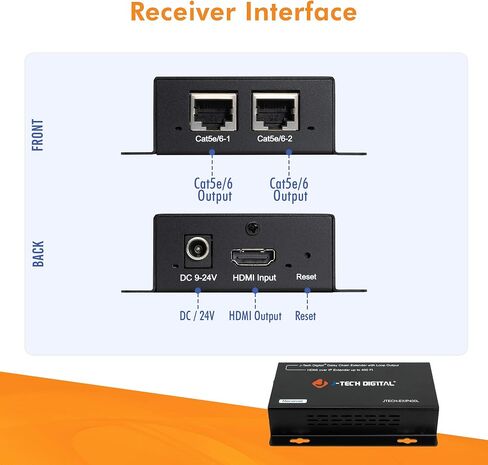 J-Tech Digital ® ProAV ® Unlimited N x N HDMI Extender Over Ethernet Cat6 Extender Matrix 12X12 8X8 Switch Switcher Extender by Single Ethernet Cable up to 400ft (Receiver) in Kuwait