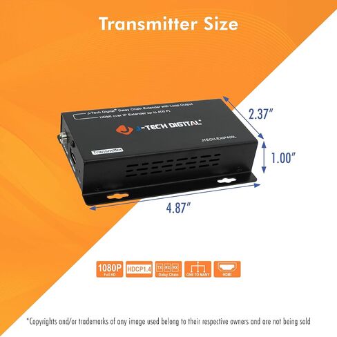J-Tech Digital ® ProAV ® Unlimited N x N HDMI Extender Over Ethernet Cat6 Extender Matrix 12X12 8X8 Switch Switcher Extender by Single Ethernet Cable up to 400ft (Receiver) in Kuwait