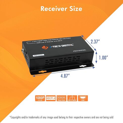 J-Tech Digital ® ProAV ® Unlimited N x N HDMI Extender Over Ethernet Cat6 Extender Matrix 12X12 8X8 Switch Switcher Extender by Single Ethernet Cable up to 400ft (Receiver) in Kuwait