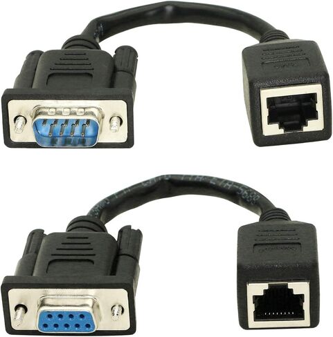 DB9 RS232 to RJ45 Extender DB9 9-Pin Serial Port Female&Male to RJ45-2Cable in Kuwait
