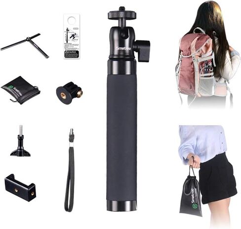 Smatree Extendable Aluminum Selfie Stick/Monopod Compatible for G*pro 12/11/10/9/Max/8/7/6/5/4/3+/2018/Insta360 One/AKASO GeekPro SJCAM SJ4000 SJ5000, for DJI Action 3/4 Camera in Kuwait