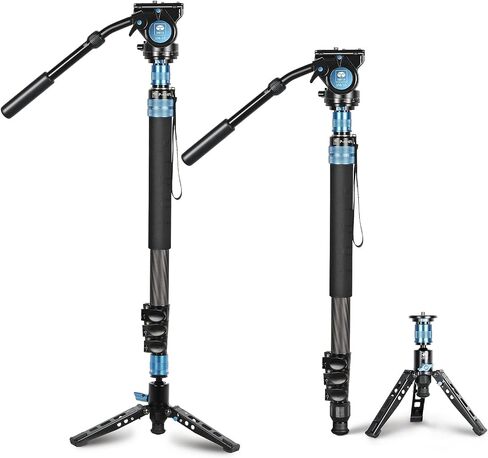 SIRUI P-424FL Carbon Fiber Camera Monopod Kit, 78" Heavy Duty Professional Video Monopod with VA-5 Fluid Video Head, Tripod Base, Flip Locks for DSLR Camera in Saudi Arabia