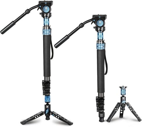 SIRUI P-424FL Carbon Fiber Camera Monopod Kit, 78" Heavy Duty Professional Video Monopod with VA-5 Fluid Video Head, Tripod Base, Flip Locks for DSLR Camera in Saudi Arabia