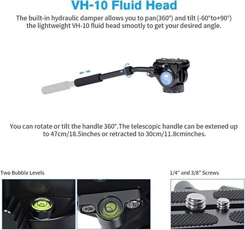 SIRUI P-424FL Carbon Fiber Camera Monopod Kit, 78" Heavy Duty Professional Video Monopod with VA-5 Fluid Video Head, Tripod Base, Flip Locks for DSLR Camera in Saudi Arabia