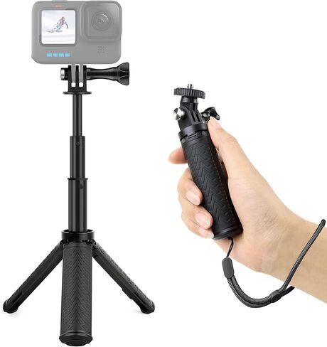 حامل ثلاثي القوائم عصا سيلفي بمقبض يدوي صغير من GEPULY لـ GoPro Hero 12 11 10 9 8 7 6 5 4 3 2 1، جلسة، فيوجن، ماكس ومعظم كاميرات الحركة، الهواتف المحمولة - استخدمه كعصا سيلفي مونوبود، مقبض، حامل ثلاثي القوائم in Kuwait