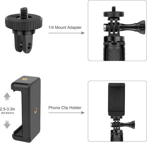 حامل ثلاثي القوائم عصا سيلفي بمقبض يدوي صغير من GEPULY لـ GoPro Hero 12 11 10 9 8 7 6 5 4 3 2 1، جلسة، فيوجن، ماكس ومعظم كاميرات الحركة، الهواتف المحمولة - استخدمه كعصا سيلفي مونوبود، مقبض، حامل ثلاثي القوائم in Kuwait