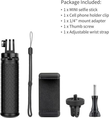 حامل ثلاثي القوائم عصا سيلفي بمقبض يدوي صغير من GEPULY لـ GoPro Hero 12 11 10 9 8 7 6 5 4 3 2 1، جلسة، فيوجن، ماكس ومعظم كاميرات الحركة، الهواتف المحمولة - استخدمه كعصا سيلفي مونوبود، مقبض، حامل ثلاثي القوائم in Kuwait