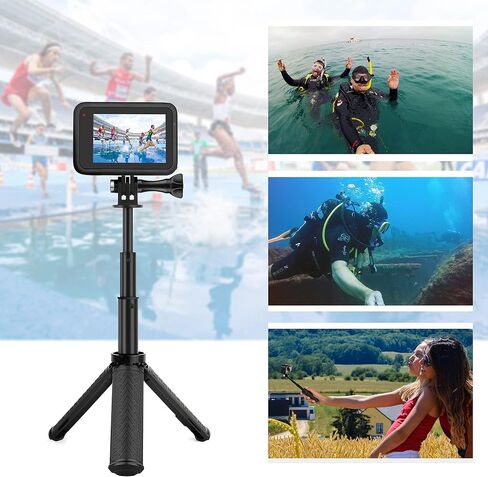 حامل ثلاثي القوائم عصا سيلفي بمقبض يدوي صغير من GEPULY لـ GoPro Hero 12 11 10 9 8 7 6 5 4 3 2 1، جلسة، فيوجن، ماكس ومعظم كاميرات الحركة، الهواتف المحمولة - استخدمه كعصا سيلفي مونوبود، مقبض، حامل ثلاثي القوائم in Kuwait