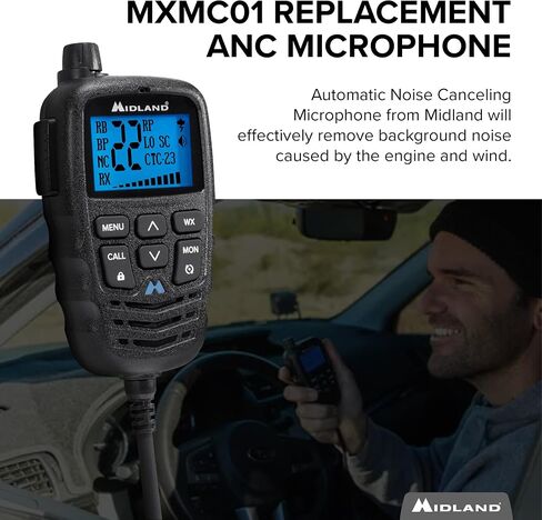 Midland – MXMC01 | Replacement Microphone for MXT275 & MXT575 – ANC Automatic Noise Canceling Electronic Microphone – Off-Roading Loud and Open-Air Vehicle - GMRS Farming Overlanding in Saudi Arabia