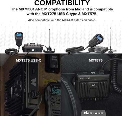 Midland – MXMC01 | Replacement Microphone for MXT275 & MXT575 – ANC Automatic Noise Canceling Electronic Microphone – Off-Roading Loud and Open-Air Vehicle - GMRS Farming Overlanding in Saudi Arabia