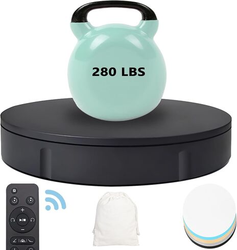 Prolee 360 Degree Rotating Turntable 280lbs Capacity for Photography 11.8 Inch Heavy Duty Automatic Remote Control Display Platform with 5 Colour Surface Covers and Carry Bag in Saudi Arabia