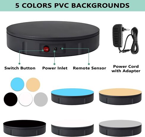 Prolee 360 Degree Rotating Turntable 280lbs Capacity for Photography 11.8 Inch Heavy Duty Automatic Remote Control Display Platform with 5 Colour Surface Covers and Carry Bag in Saudi Arabia