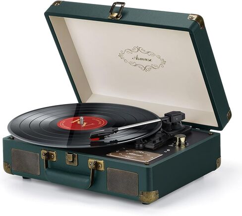 اسموز مشغل اسطوانات 3 سرعات قرص دوار لمشغل تسجيل بلوتوث الفينيل مع مكبرات صوت ستيريو مدمجة ومخرج ار سي ايه بلمسة نهائية من الخشب الاصفر in Kuwait