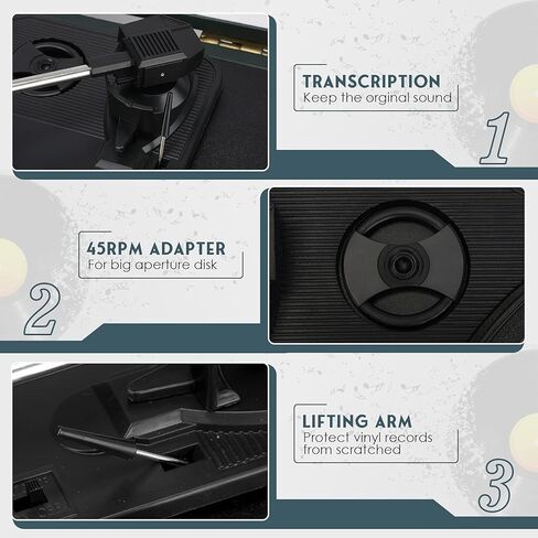 اسموز مشغل اسطوانات 3 سرعات قرص دوار لمشغل تسجيل بلوتوث الفينيل مع مكبرات صوت ستيريو مدمجة ومخرج ار سي ايه بلمسة نهائية من الخشب الاصفر in Kuwait