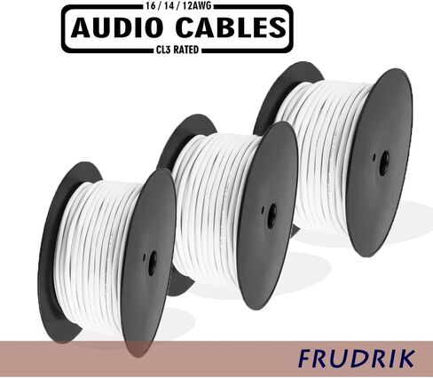 FRUDRIK Speaker Wire - 99.9% Oxygen Free Copper – ETL Listed & CL3 Indoor Speaker Cable (14/2 White, 200FT) in Kuwait
