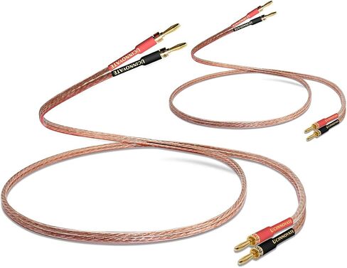 UCINNOVATE Speaker Cable with Banana Plugs, 2 Pack 2m 13 AWG Gold-Plated HiFi Speaker Wire with 4mm Male to Male Banana Tip Plugs for Speakers Amplifier Receiver Audio HiFi System (2X 6.6FT) in Kuwait
