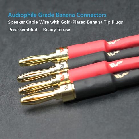 UCINNOVATE Speaker Cable with Banana Plugs, 2 Pack 2m 13 AWG Gold-Plated HiFi Speaker Wire with 4mm Male to Male Banana Tip Plugs for Speakers Amplifier Receiver Audio HiFi System (2X 6.6FT) in Kuwait