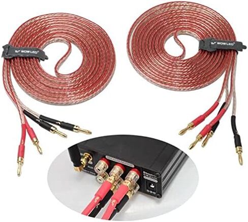 UCINNOVATE Speaker Cable with Banana Plugs, 2 Pack 2m 13 AWG Gold-Plated HiFi Speaker Wire with 4mm Male to Male Banana Tip Plugs for Speakers Amplifier Receiver Audio HiFi System (2X 6.6FT) in Kuwait
