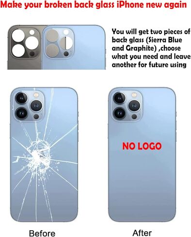 بديل الزجاج الخلفي لهاتف iPhone 13 pro max (أزرق المحيط الهادئ والجرافيت)، غطاء خلفي خلفي بفتحة كبيرة GVKVGIH قطعتان بديلتان لجميع الحاملات مع أدوات لاصقة وأدوات إصلاح مثبتة مسبقًا in Kuwait