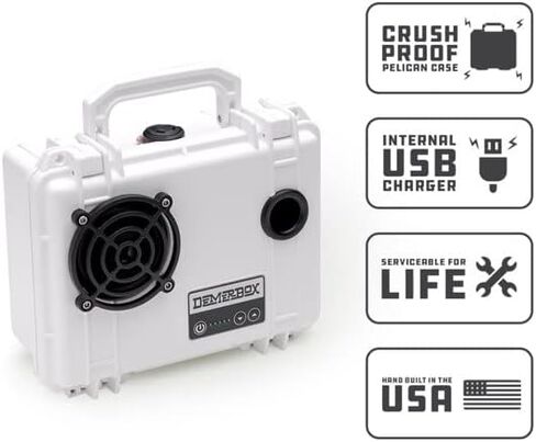 DemerBox DB1: Waterproof, Portable, and Rugged Outdoor Bluetooth Speakers. Loud Sound, 40+ hr Battery Life, Dry Box + USB Charging (Uyuni White) in Kuwait