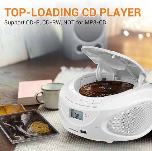 مشغل أقراص مضغوطة محمول من Gelielim، راديو AM/FM، مكبر صوت بلوتوث، يدعم CD/USB/SD/BT/AUX، مقبس سماعة الرأس، هدايا للوالدين in Kuwait