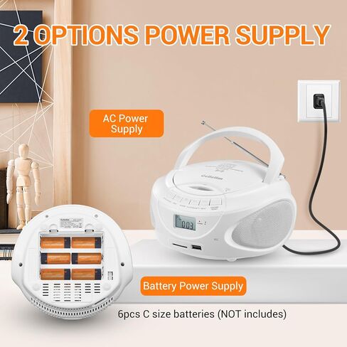 مشغل أقراص مضغوطة محمول من Gelielim، راديو AM/FM، مكبر صوت بلوتوث، يدعم CD/USB/SD/BT/AUX، مقبس سماعة الرأس، هدايا للوالدين in Kuwait