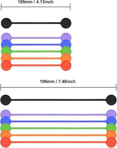 اربطة كابلات مغناطيسية، اربطة اسلاك مغناطيسية قابلة لاعادة الاستخدام من السيليكون لتجميع وتنظيم الكيبلات والاسلاك، يمكن استخدامها بعدة طرق (6 الوان - 12 قطعة) in Kuwait