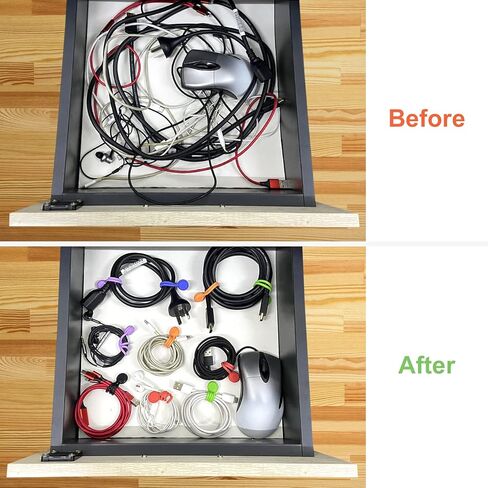 اربطة كابلات مغناطيسية، اربطة اسلاك مغناطيسية قابلة لاعادة الاستخدام من السيليكون لتجميع وتنظيم الكيبلات والاسلاك، يمكن استخدامها بعدة طرق (6 الوان - 12 قطعة) in Kuwait