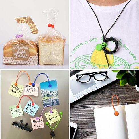 اربطة كابلات مغناطيسية، اربطة اسلاك مغناطيسية قابلة لاعادة الاستخدام من السيليكون لتجميع وتنظيم الكيبلات والاسلاك، يمكن استخدامها بعدة طرق (6 الوان - 12 قطعة) in Kuwait