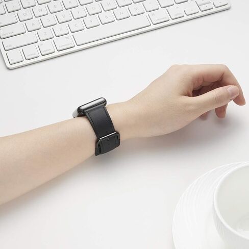 أحزمة POWER PRIMACY متوافقة مع سوار ساعة Apple 38 مم 40 مم 41 مم 42 مم 44 مم 45 مم 49 مم، حزام جلد طبيعي متوافق مع النساء والرجال iWatch SE Ultra Series 9 8 7 6 5 4 3 2 1 (أسود/ذهبي وردي) in Kuwait