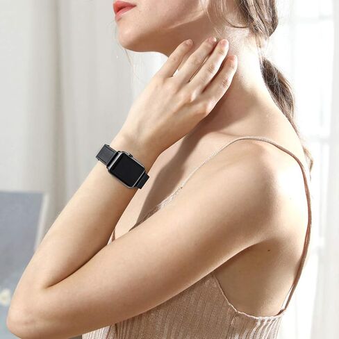 أحزمة POWER PRIMACY متوافقة مع سوار ساعة Apple 38 مم 40 مم 41 مم 42 مم 44 مم 45 مم 49 مم، حزام جلد طبيعي متوافق مع النساء والرجال iWatch SE Ultra Series 9 8 7 6 5 4 3 2 1 (أسود/ذهبي وردي) in Kuwait