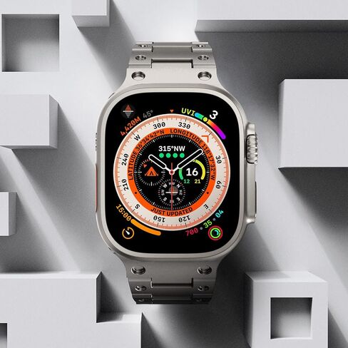 CHANCHY Stainless Steel Band for Apple Watch Ultra 2 Band 49mm 45mm 44mm 42mm, Metal Strap with Folding Clasp for Apple Watch Series 9 8 7 6 5 4 3 2 1 Ultra/Ultra 2 Men (Titanium, 49mm 45mm 44mm 42mm) in Kuwait