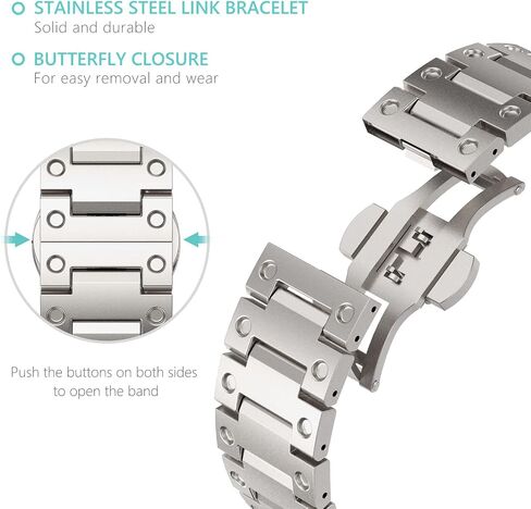 CHANCHY Stainless Steel Band for Apple Watch Ultra 2 Band 49mm 45mm 44mm 42mm, Metal Strap with Folding Clasp for Apple Watch Series 9 8 7 6 5 4 3 2 1 Ultra/Ultra 2 Men (Titanium, 49mm 45mm 44mm 42mm) in Kuwait