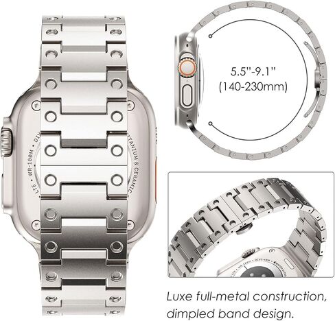 CHANCHY Stainless Steel Band for Apple Watch Ultra 2 Band 49mm 45mm 44mm 42mm, Metal Strap with Folding Clasp for Apple Watch Series 9 8 7 6 5 4 3 2 1 Ultra/Ultra 2 Men (Titanium, 49mm 45mm 44mm 42mm) in Kuwait
