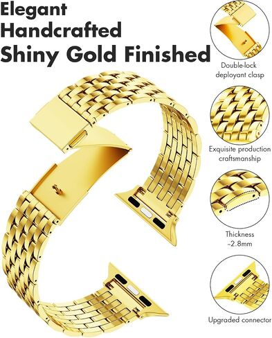 TISIMO for Apple Watch Band 38mm 40mm 41mm 42mm 44mm 45mm Series 9 8 7 6 5 4 3 2 1 SE SE2 Women and Men,Classic Stainless Steel Metal Watchband for iWatch Bands,Pretty Shiny Look in Saudi Arabia