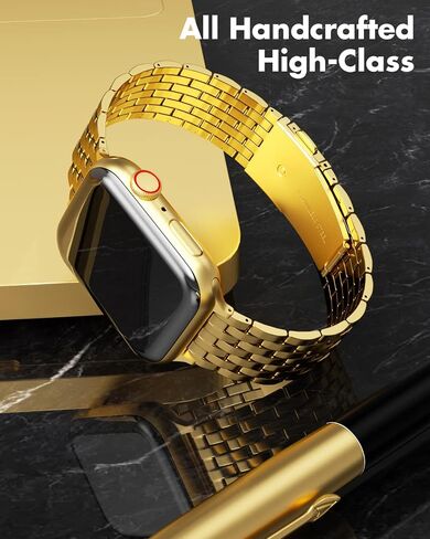 TISIMO for Apple Watch Band 38mm 40mm 41mm 42mm 44mm 45mm Series 9 8 7 6 5 4 3 2 1 SE SE2 Women and Men,Classic Stainless Steel Metal Watchband for iWatch Bands,Pretty Shiny Look in Saudi Arabia