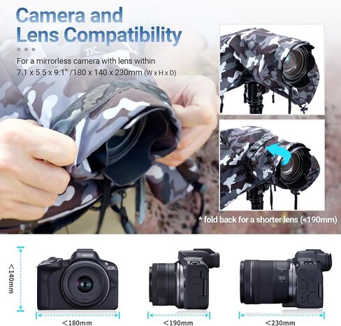 JJC Camera Rain Cover for Camera with Lens Below 9.1", Nylon Material in Kuwait