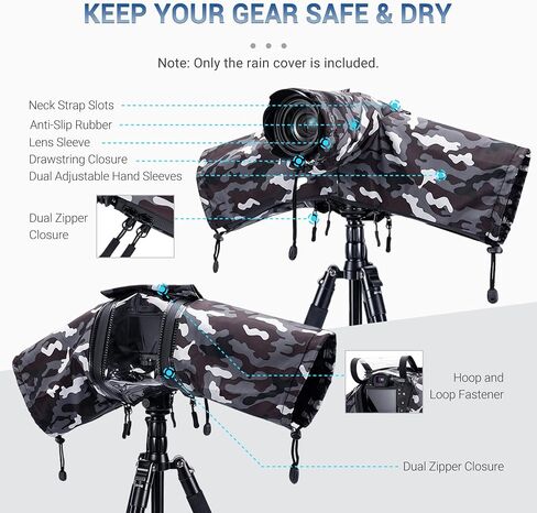 JJC Camera Rain Cover for Camera with Lens Below 9.1", Nylon Material in Kuwait