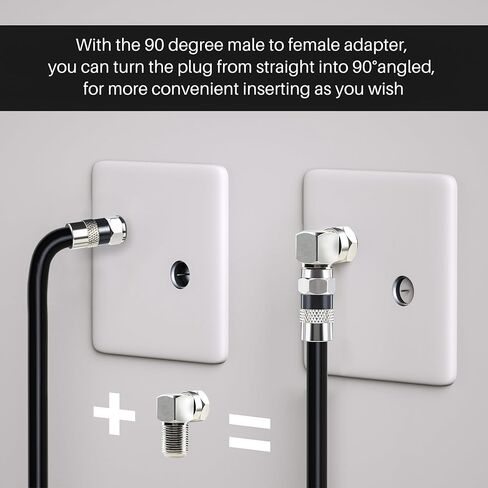 20 Ft RG6 Coaxial Coax Cable Connectors Set, Quad Shielded High-Speed Internet 3 GHZ, Broadband Digital TV Aerial, Soft Satellite Cable Extension Double Rubber O-Ring+ Adapter+Ties+Clips-White in Kuwait