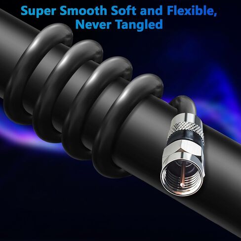 20 Ft RG6 Coaxial Coax Cable Connectors Set, Quad Shielded High-Speed Internet 3 GHZ, Broadband Digital TV Aerial, Soft Satellite Cable Extension Double Rubber O-Ring+ Adapter+Ties+Clips-White in Kuwait