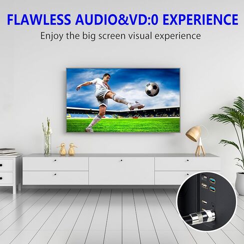 20 Ft RG6 Coaxial Coax Cable Connectors Set, Quad Shielded High-Speed Internet 3 GHZ, Broadband Digital TV Aerial, Soft Satellite Cable Extension Double Rubber O-Ring+ Adapter+Ties+Clips-White in Kuwait