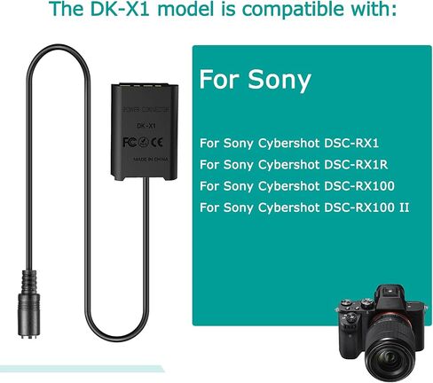 USB Cable AC-LS5 Drop Voltage Cable 5V-4.2V Camera Adapter + DK-X1 DC Coupler NP-BX1 NPBX1 Dummy Battery for Sony DSC-RX1 DSC RX100 RX1R in Saudi Arabia