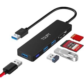 USB Hub 3.0, TSUPY 5 in 1 Multiport Adapter USB 3.0 Hub with SD Micro SD Card Reader, 3 USB 3.0 Ports Compatible for Laptop, MacBook, PC, Printer,Surface Pro, USB Flash Drives